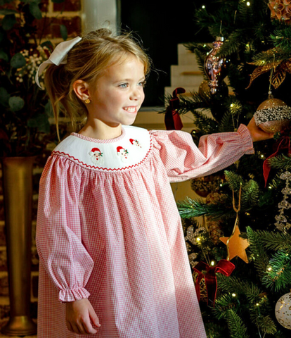 Smocked Santa Bishop Dress