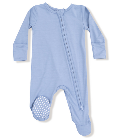 2 Way Zipper Romper - Soft Chambray