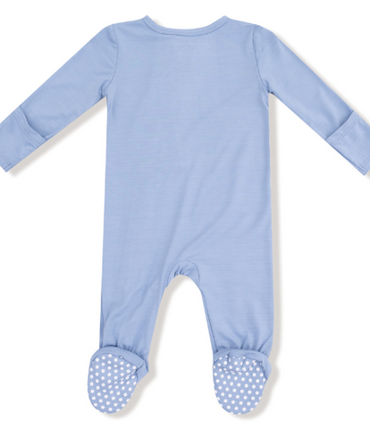 2 Way Zipper Romper - Soft Chambray