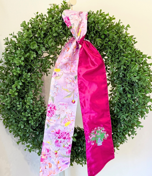Spring Peonies Bouquet 2-Sided Wreath Sash