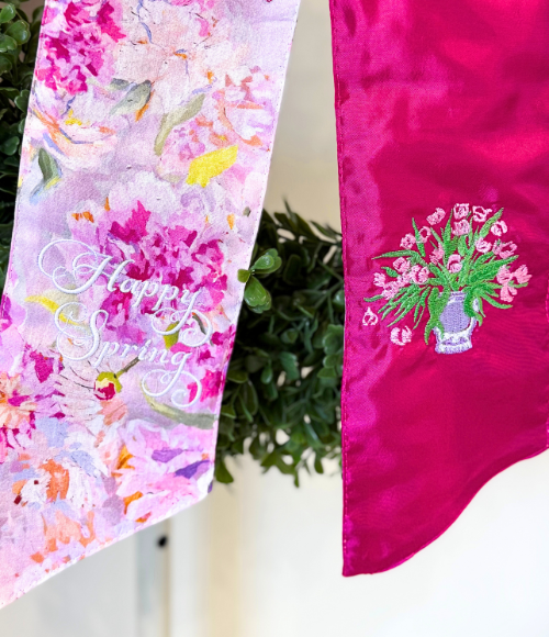Spring Peonies Bouquet 2-Sided Wreath Sash