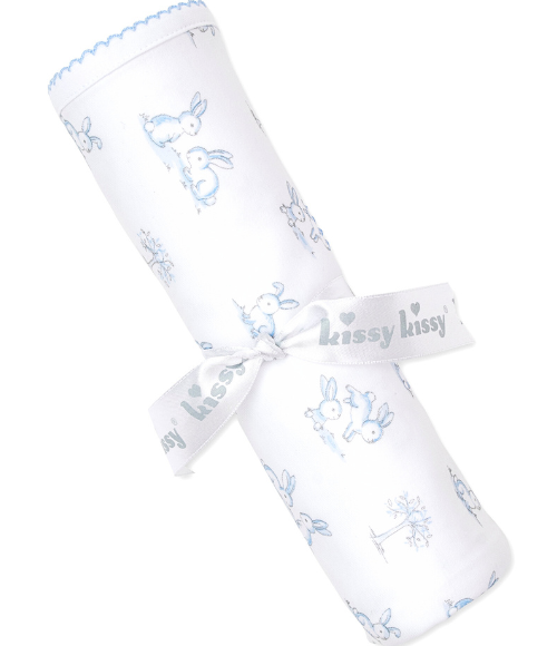 Kissy Springtime Blue Bunny Blanket