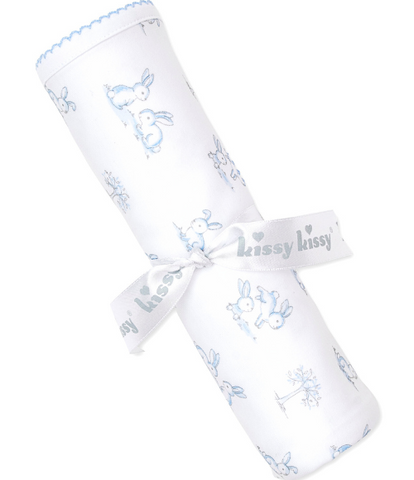 Kissy Springtime Blue Bunny Blanket