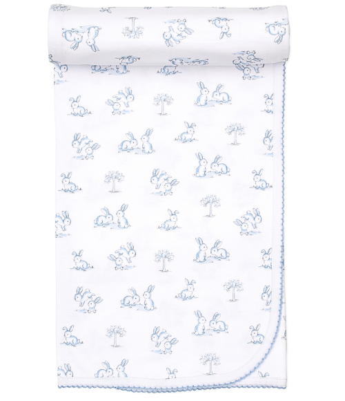 Kissy Springtime Blue Bunny Blanket