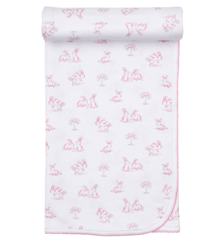 Kissy Springtime Pink Bunny Blanket