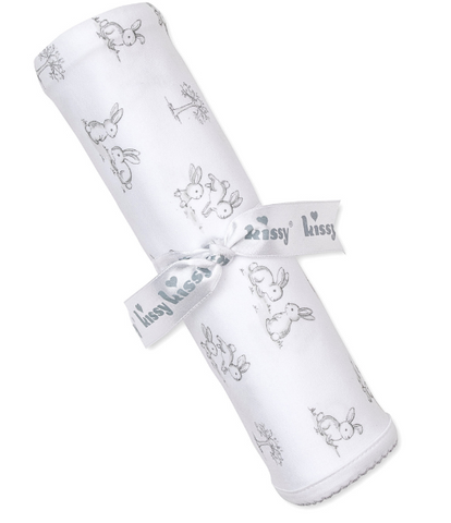 Kissy Springtime Silver Bunny Blanket