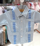 Steel Blue Stripe Guayabera