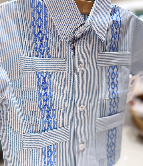 Steel Blue Stripe Guayabera
