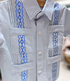 Steel Blue Stripe Guayabera