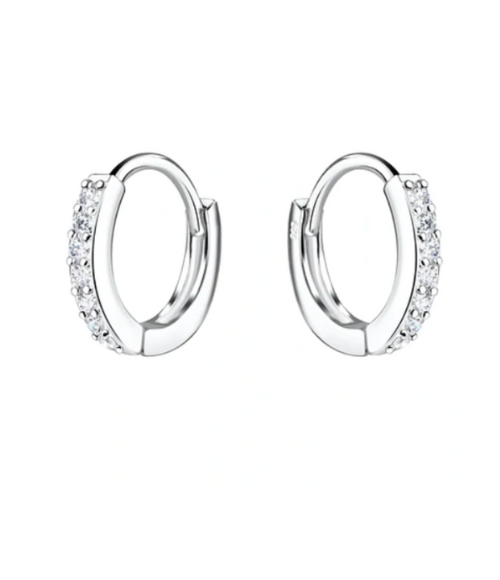 Sterling Silver CZ Huggie Earrings for Baby & Kids