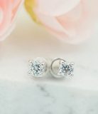 Sterling Silver Baby & Kid's CZ Stud Earrings