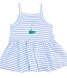 Striped Golf Peplum Top & Wide Leg Pant