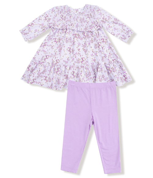 Sweet Floral Smocked Dress & Leggings