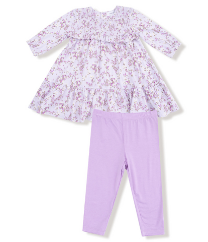 Sweet Floral Smocked Dress & Leggings