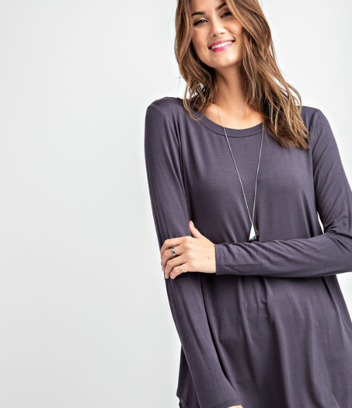 Round Neck Basic Top - Multiple Colors