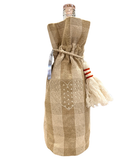 Embroidered Tan Check Wine Bags