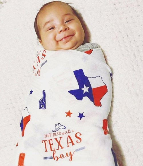 Texas Boy Burp Cloth, Bib & Swaddle Blanket