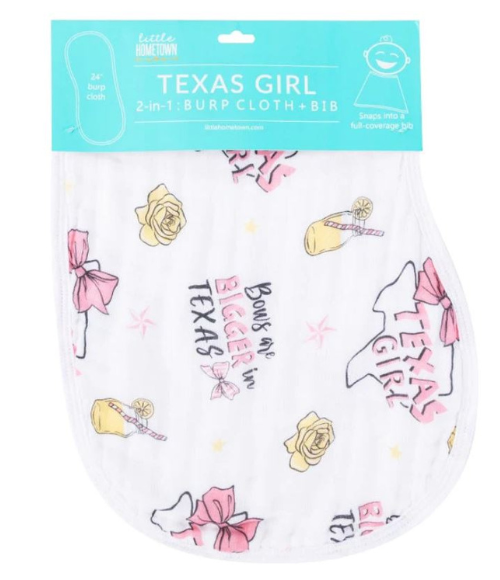 Texas Girl Burp Cloth & Bib
