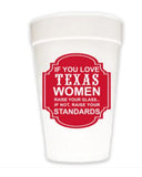 If You Love Texas Women Styrofoam Cups in Blue