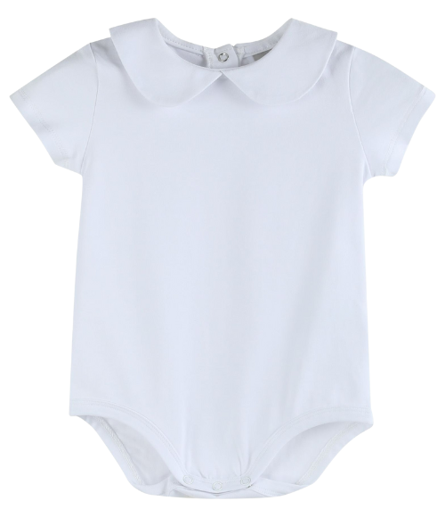 White Collared Unisex SS Bodysuit