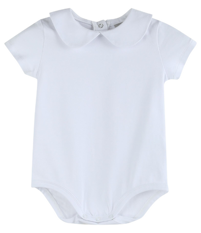 White Collared Unisex SS Bodysuit