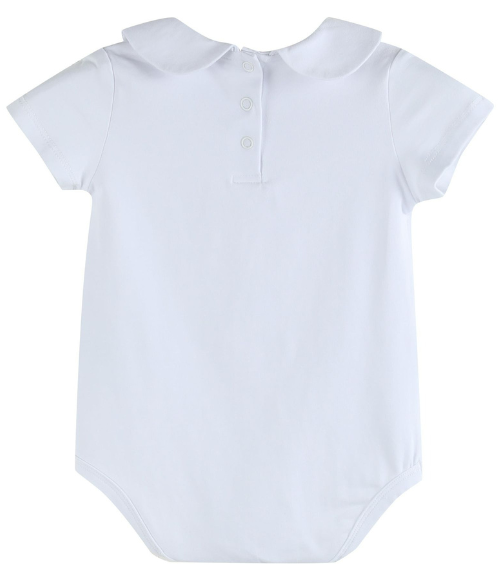 White Collared Unisex SS Bodysuit