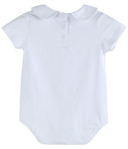 White Collared Unisex SS Bodysuit