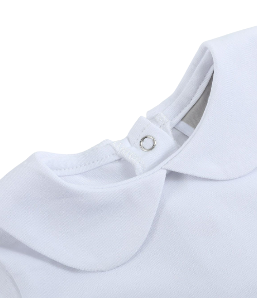 White Collared Unisex SS Bodysuit