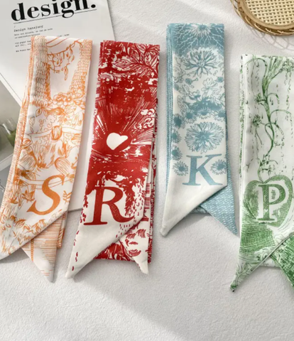 Top Letter Mini Silk Accessory Scarfs