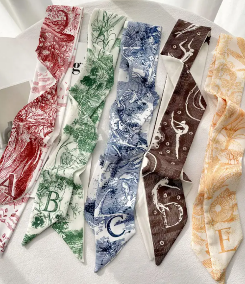 Top Letter Mini Silk Accessory Scarfs