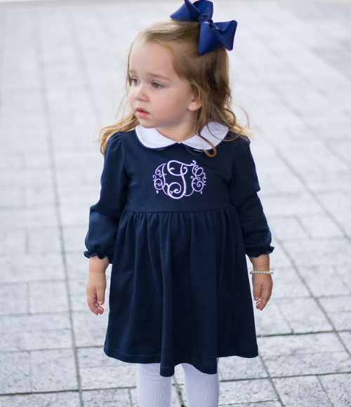 Bambinos Trinity Twirl Dress - LS Navy