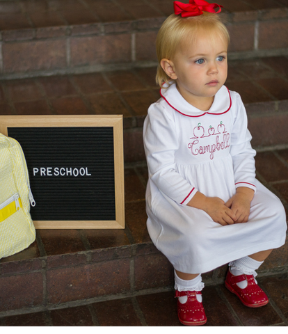 Bambinos Trinity Twirl LS Dress - White/Red