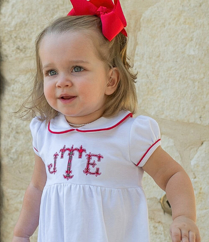 Bambinos Trinity Twirl SS Dress - White/Red