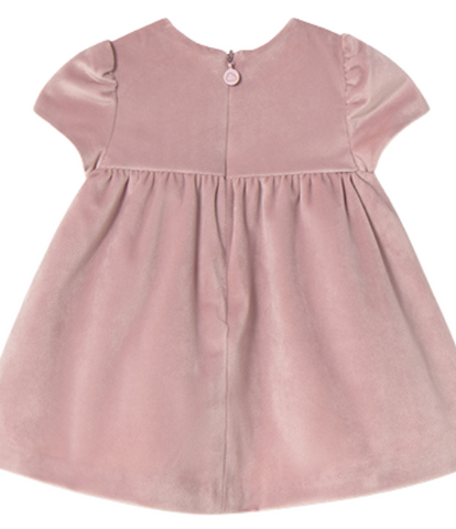 Petal Pink SS Velvet Dress
