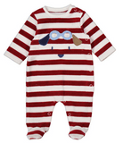 Velour Stripe Footie - Puppy