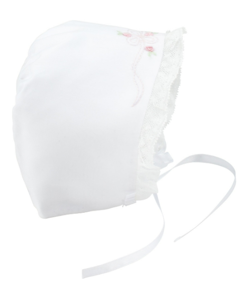 Vintage Bow & Lace Bonnet, NB-9M