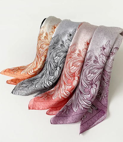 Vintage Floral Frame Square Satin Scarfs