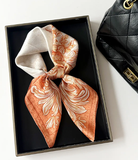 Vintage Floral Frame Square Satin Scarfs