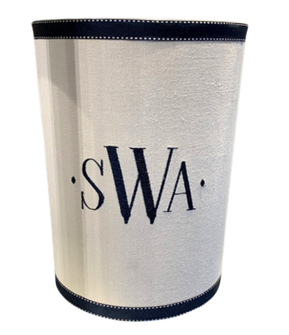 Jan Sevadjian Monogrammed Waste Basket