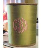 Jan Sevadjian Monogrammed Waste Basket