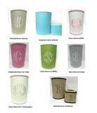 Jan Sevadjian Monogrammed Waste Basket