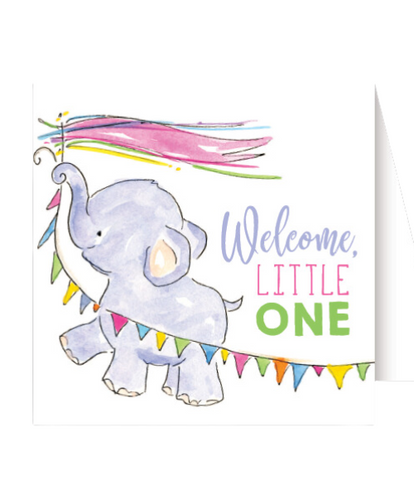 Welcome Little One Elephant Enclosure Card