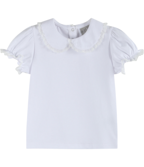 White Collared Lace Sleeve Shirt