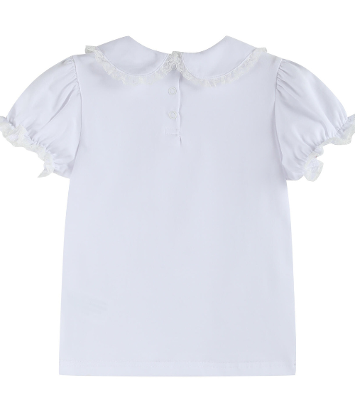 White Collared Lace Sleeve Shirt