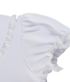 White Collared Lace Sleeve Shirt