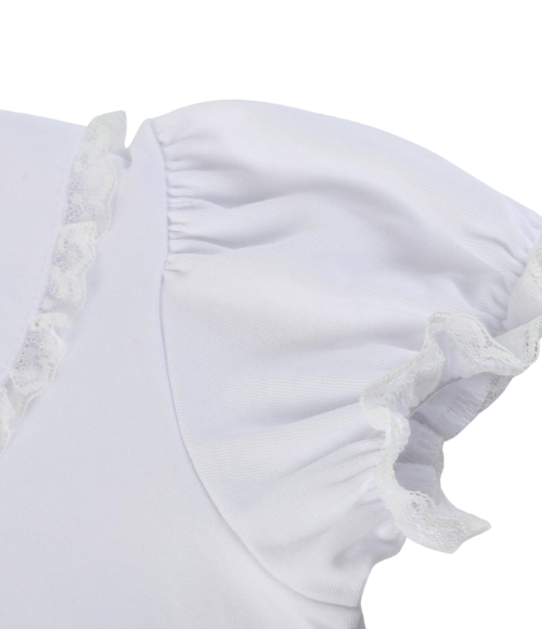 White Collared Lace Sleeve Shirt