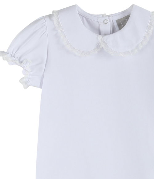 White Collared Lace Sleeve Shirt