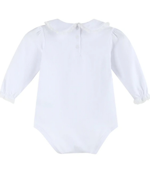 White Lace Collared Girls LS Bodysuit