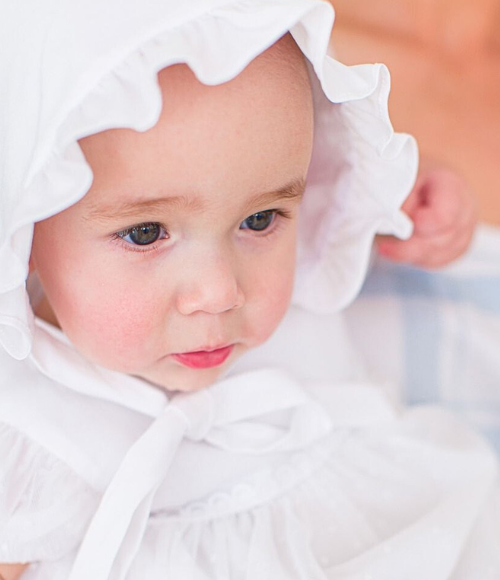 White Ruffled Edge Bonnet