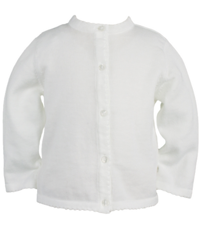 Scalloped Edge Cardigan in White